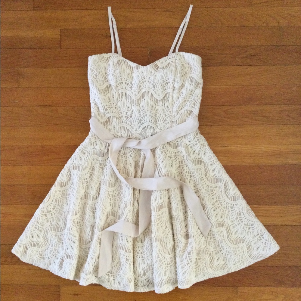 Ya Los Angeles, cream embroidered dress, size S